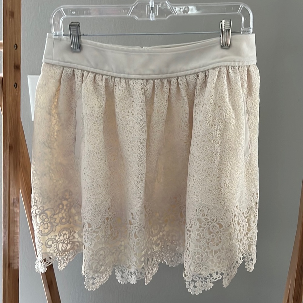 Banana Republic Cream Lace A-Line Skirt